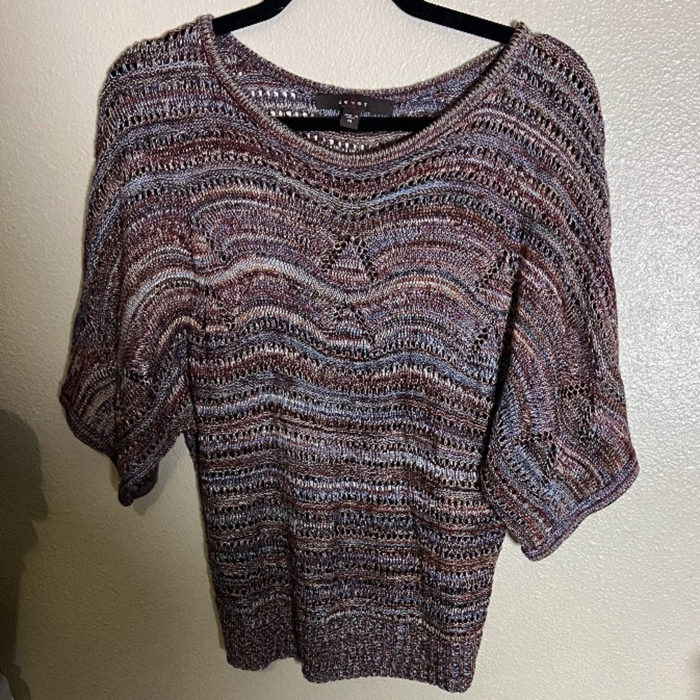 Fever Metallic Knit Short Sleeve Sweater Multicolor y2k size medium